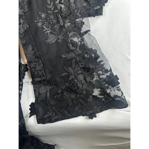 Zhivago The Black Parade Floral Jumpsuit Sheer Long Sleeve Flare Leg (tiny flaw) - Picture 5 of 9